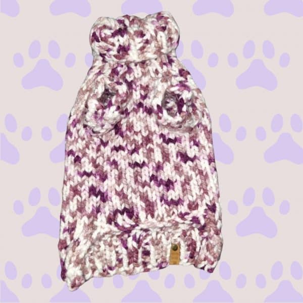 Hand knitted Chunky Warm Speckled Dog Jumper - 3 Colours Grey, Plum & Red - Image 6