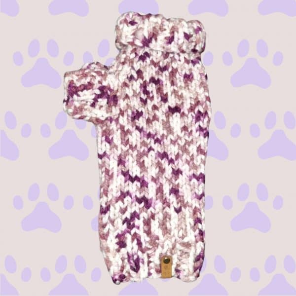 Hand knitted Chunky Warm Speckled Dog Jumper - 3 Colours Grey, Plum & Red - Image 7