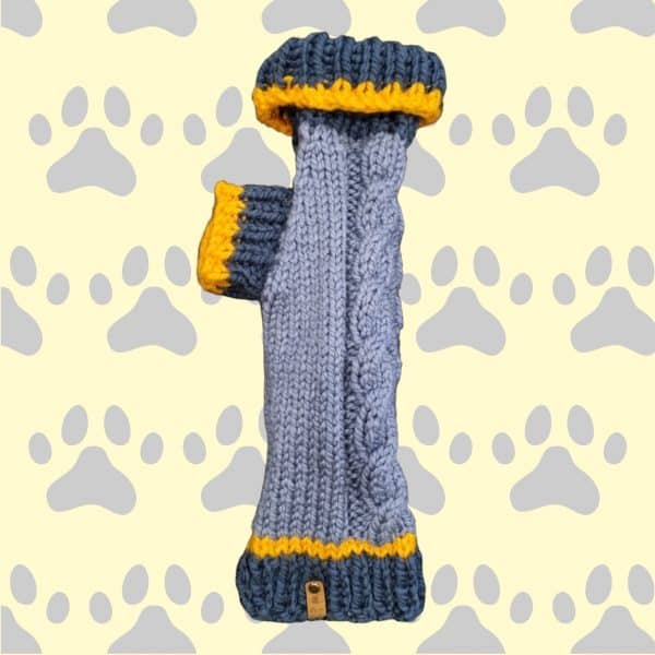 Hand Knitted Stylish 2 Blue Chunky Dog Jumper - Image 4