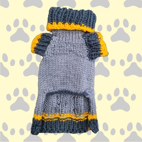 Hand Knitted Stylish 2 Blue Chunky Dog Jumper - Image 3