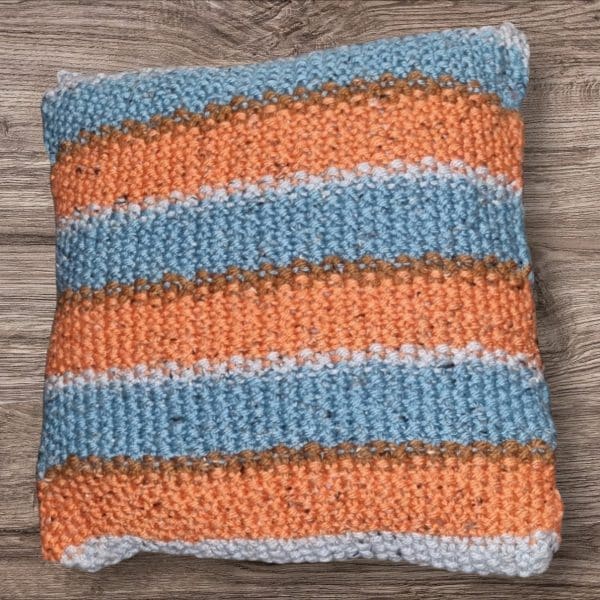 Cushion Cover Hand Knitted Featuring Earthy Tweed Stripes - Image 2