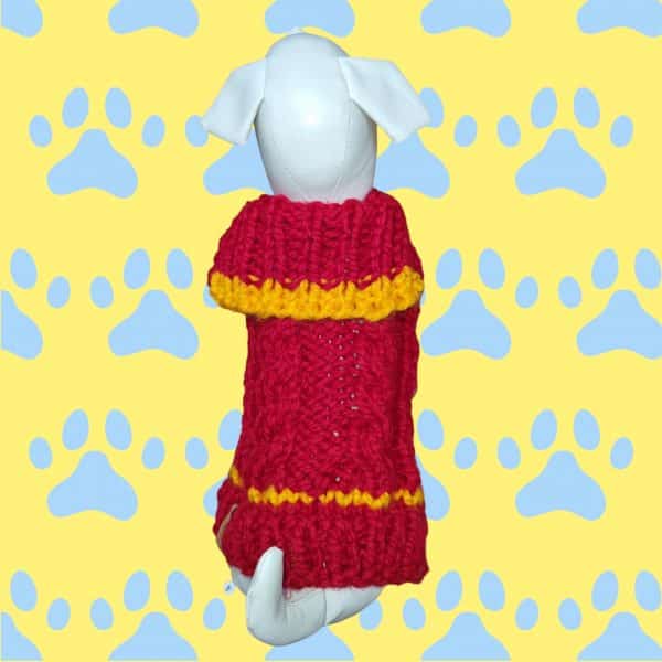 Tiny To Large Hand knitted Dog Jumper - 2 Colours Rich Red & Dark Blue - Image 4