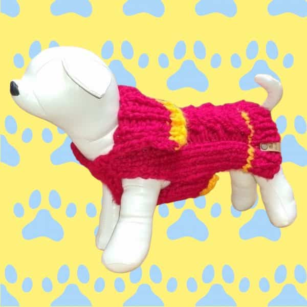 Tiny To Large Hand knitted Dog Jumper - 2 Colours Rich Red & Dark Blue - Image 3