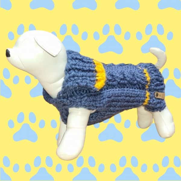 Tiny To Large Hand knitted Dog Jumper - 2 Colours Rich Red & Dark Blue - Image 6