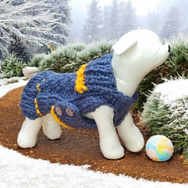 Tiny To Large Hand knitted Dog Jumper - 2 Colours Rich Red & Dark Blue - Image 2