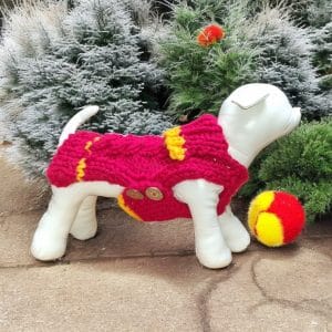 Tiny To Large Hand knitted Dog Jumper - 2 Colours Rich Red & Dark Blue
