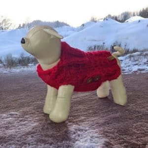 Chunky Warm Square Patterned Hand knitted Dog Jumper - 3 Colours Rich Red, Pale Pink & Dark Blue