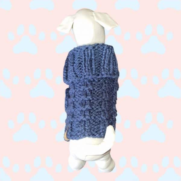 Chunky Warm Square Patterned Hand knitted Dog Jumper - 3 Colours Rich Red, Pale Pink & Dark Blue - Image 11