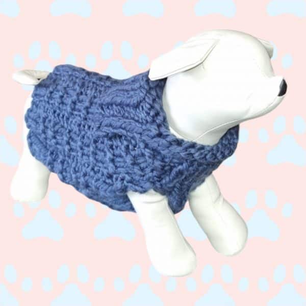 Chunky Warm Square Patterned Hand knitted Dog Jumper - 3 Colours Rich Red, Pale Pink & Dark Blue - Image 10