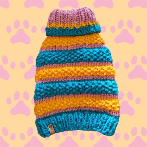 Multi-Stripped Stylish Hand knitted Chunky Dog Jumper - Image 2