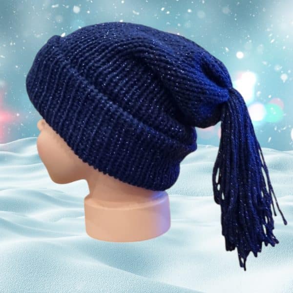 Blue Sparkle Hat Finished With Tassel - Image 2