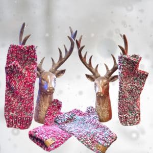 Unisex Fingerless Gloves In 2 Festive Patterns