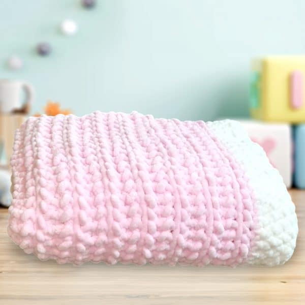 Hand Crocheted Pink With White Border Soft Baby & Child's Blanket - Image 2