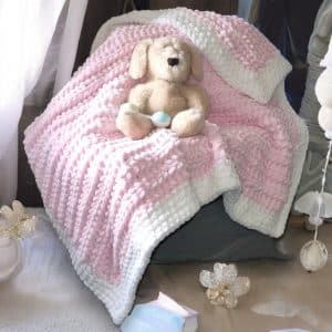 Hand Crocheted Pink With White Border Soft Baby & Child's Blanket