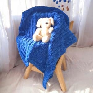 Hand Crocheted Super Soft Deep Blue Thick Multi-Use Blanket