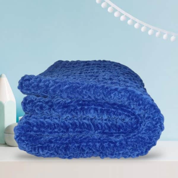 Hand Crocheted Super Soft Deep Blue Thick Multi-Use Blanket - Image 2