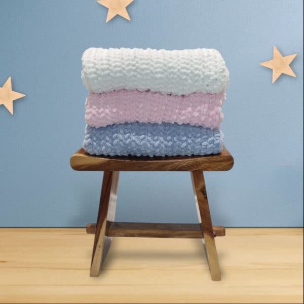 Hand Crocheted Velvet Soft Thick Multi-Use Blanket In 3 Colours - Image 2