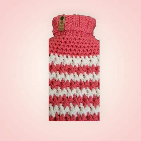2 Stripped Hand Crocheted Hot Water Bottle Cover - Image 3