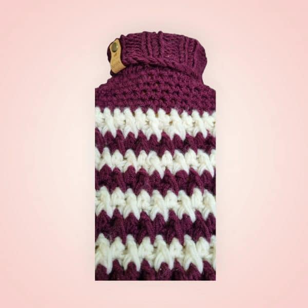2 Stripped Hand Crocheted Hot Water Bottle Cover - Image 2