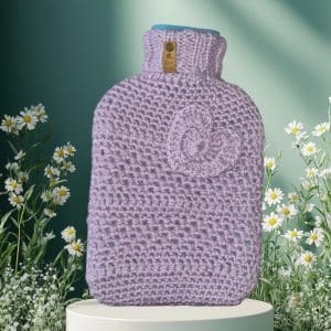 Hand Crocheted Purple Heart Hot Water Bottle Cover