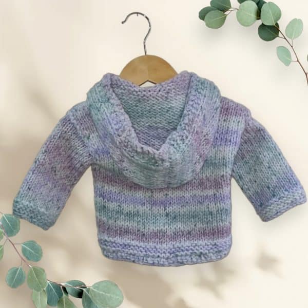 Beautiful Pale Rainbow Hand Knitted Hooded Cardigan - Image 2